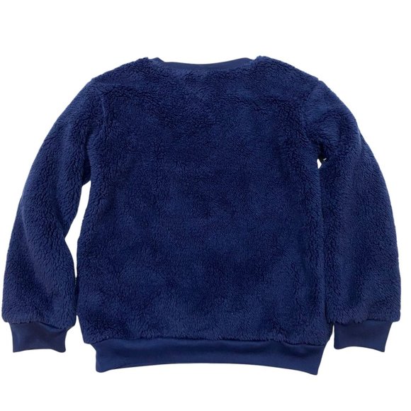 NWT GAP Girls Pullover Top Sz 8 Navy Blue Soft Fury Stretchy DREAM EVERY DAY - Picture 2 of 4